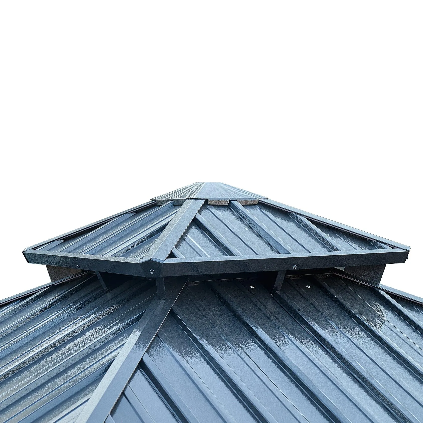 12x12ft Gazebo Double Roof Canopy with Netting and Curtains, Outdoor Gazebo 2-Tier Galvanized Iron Aluminum Frame