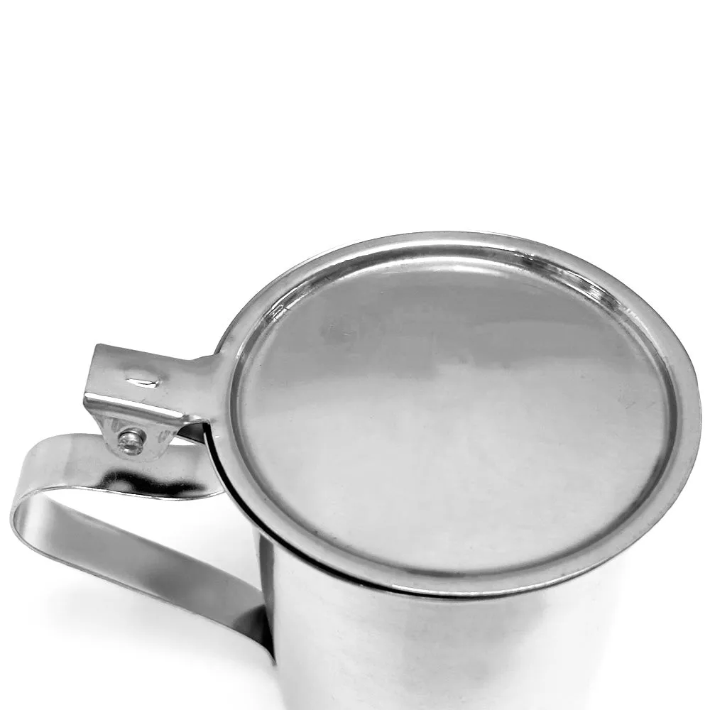 2 Stainless Steel Coffee Creamer Container Cover 10oz Milk Pitcher Lid Dispenser