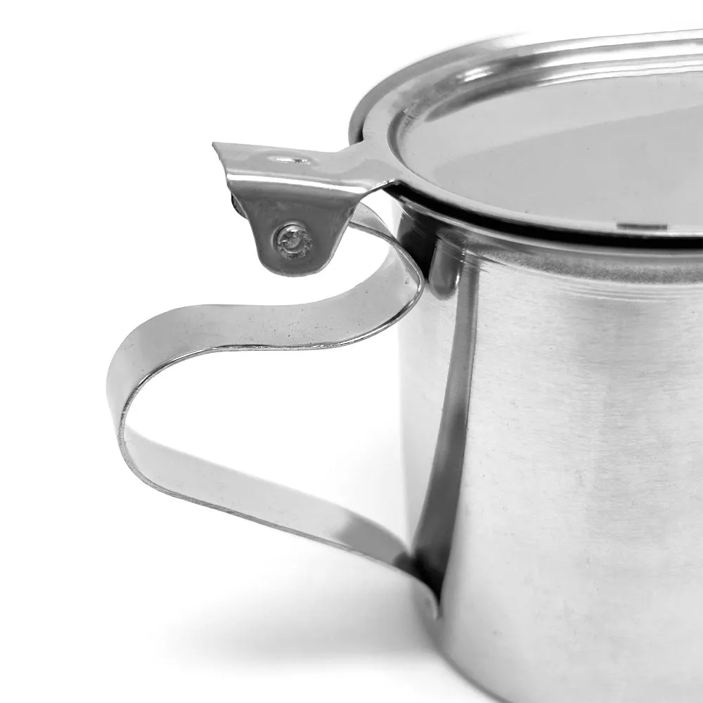 2 Stainless Steel Coffee Creamer Container Cover 10oz Milk Pitcher Lid Dispenser