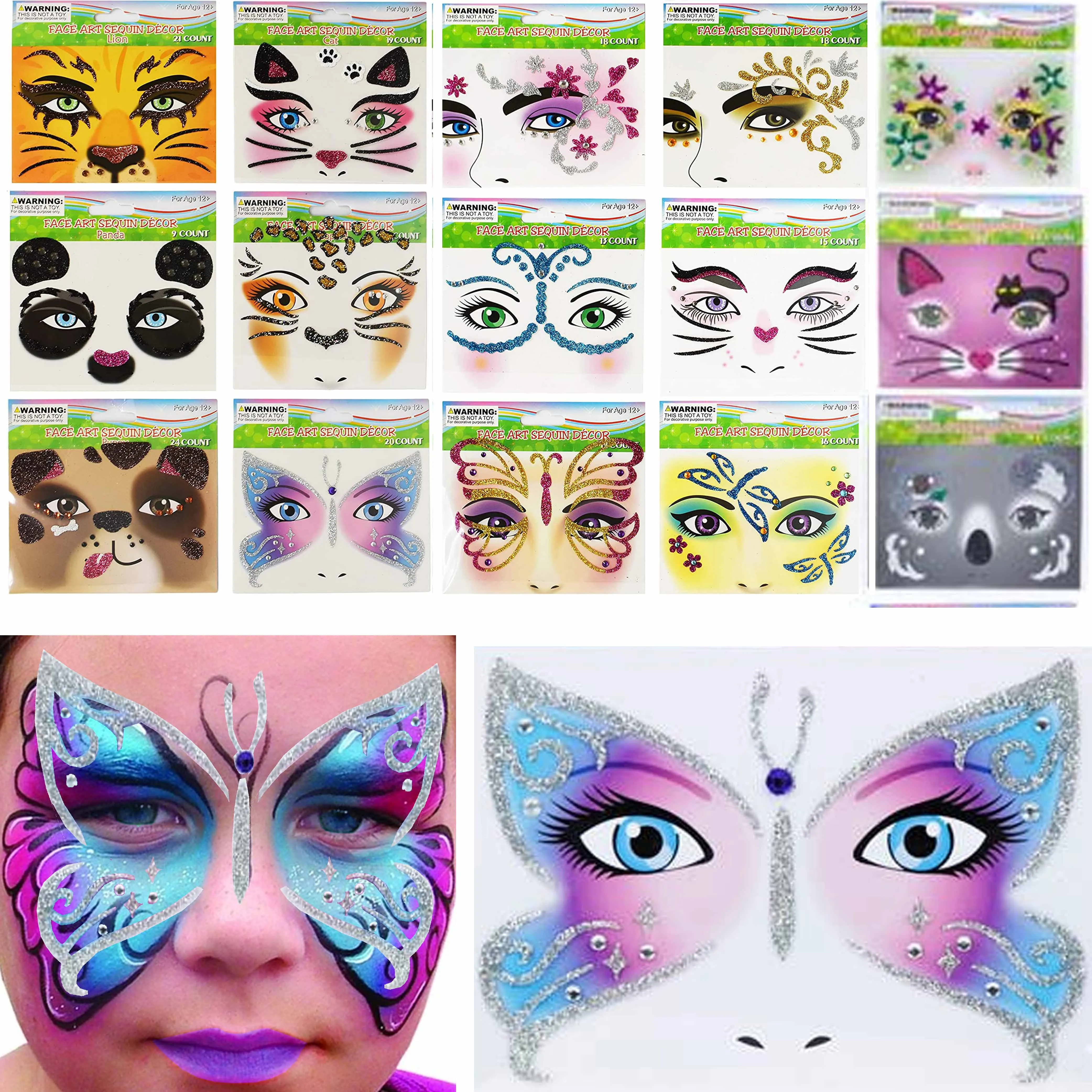 20 Packs Eye Jewels Body Paint Crystal Face Sticker Festival Temporary Tattoo