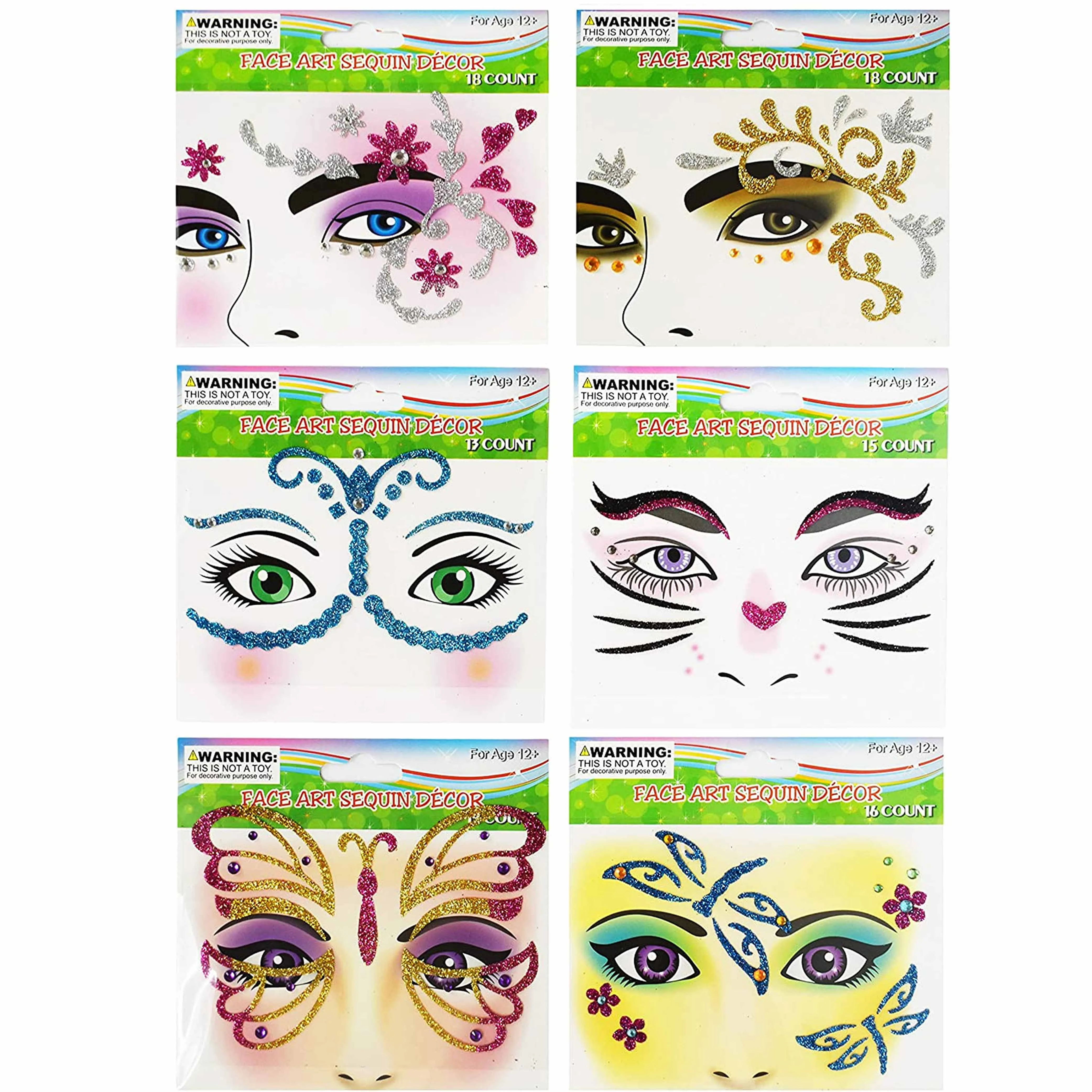 20 Packs Eye Jewels Body Paint Crystal Face Sticker Festival Temporary Tattoo
