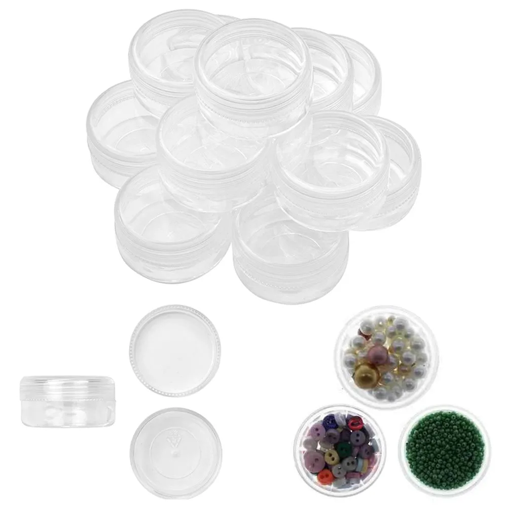 24 Pack Small Clear Jewelry Storage Containers Round Crafts Beads Organizer Box