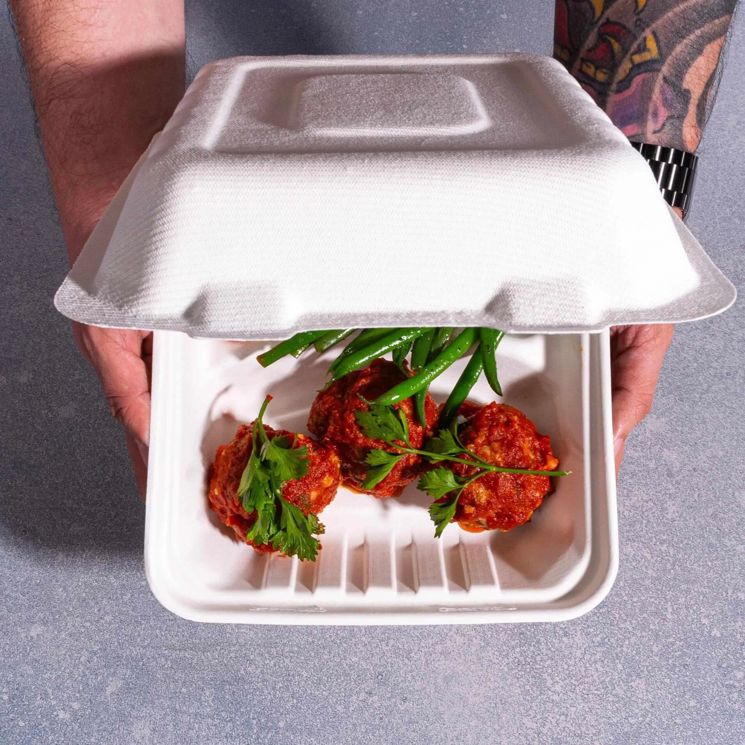 Premium 8x8 White Clamshell Containers - Eco-Friendly and Durable