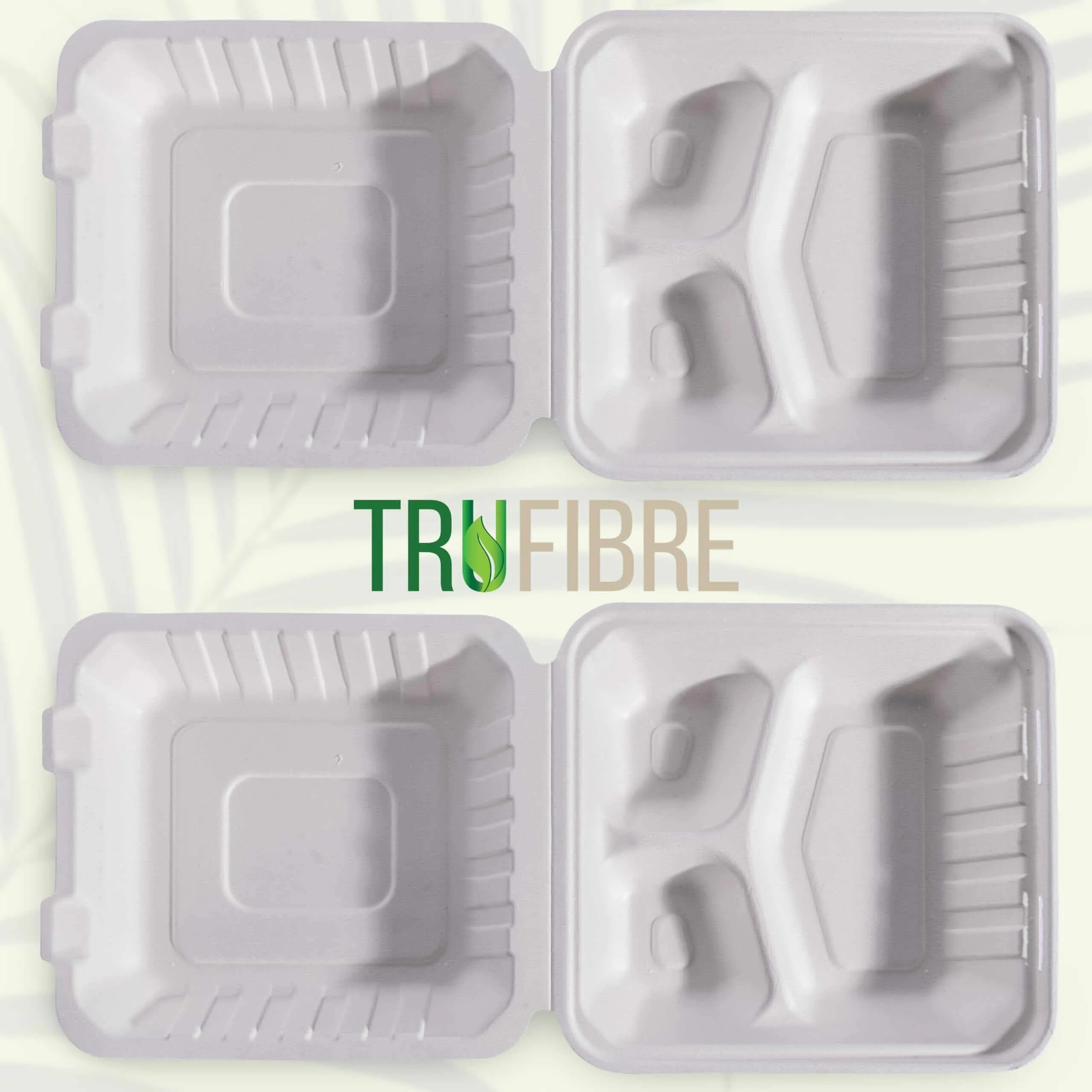 Premium 8x8 White Clamshell Containers - Eco-Friendly and Durable