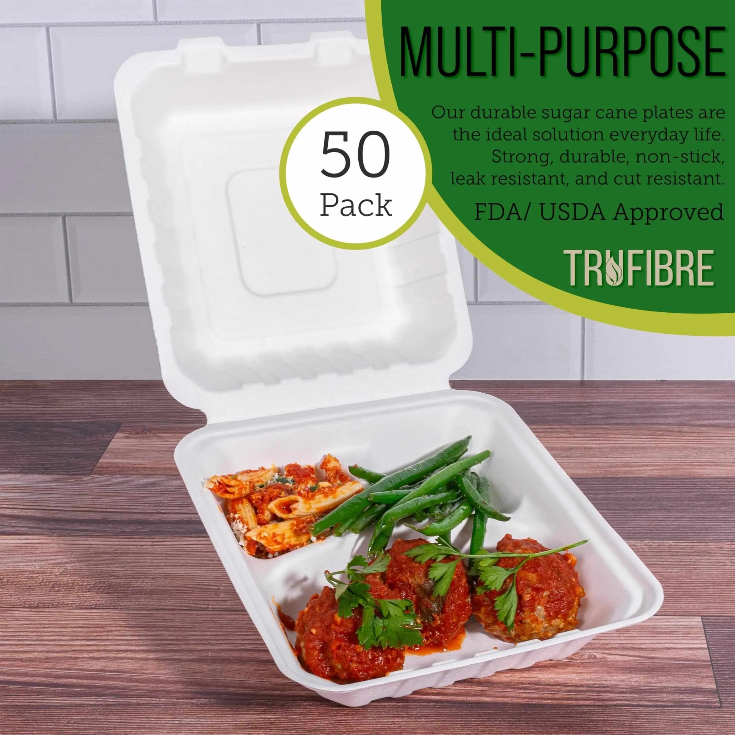 Premium 8x8 White Clamshell Containers - Eco-Friendly and Durable