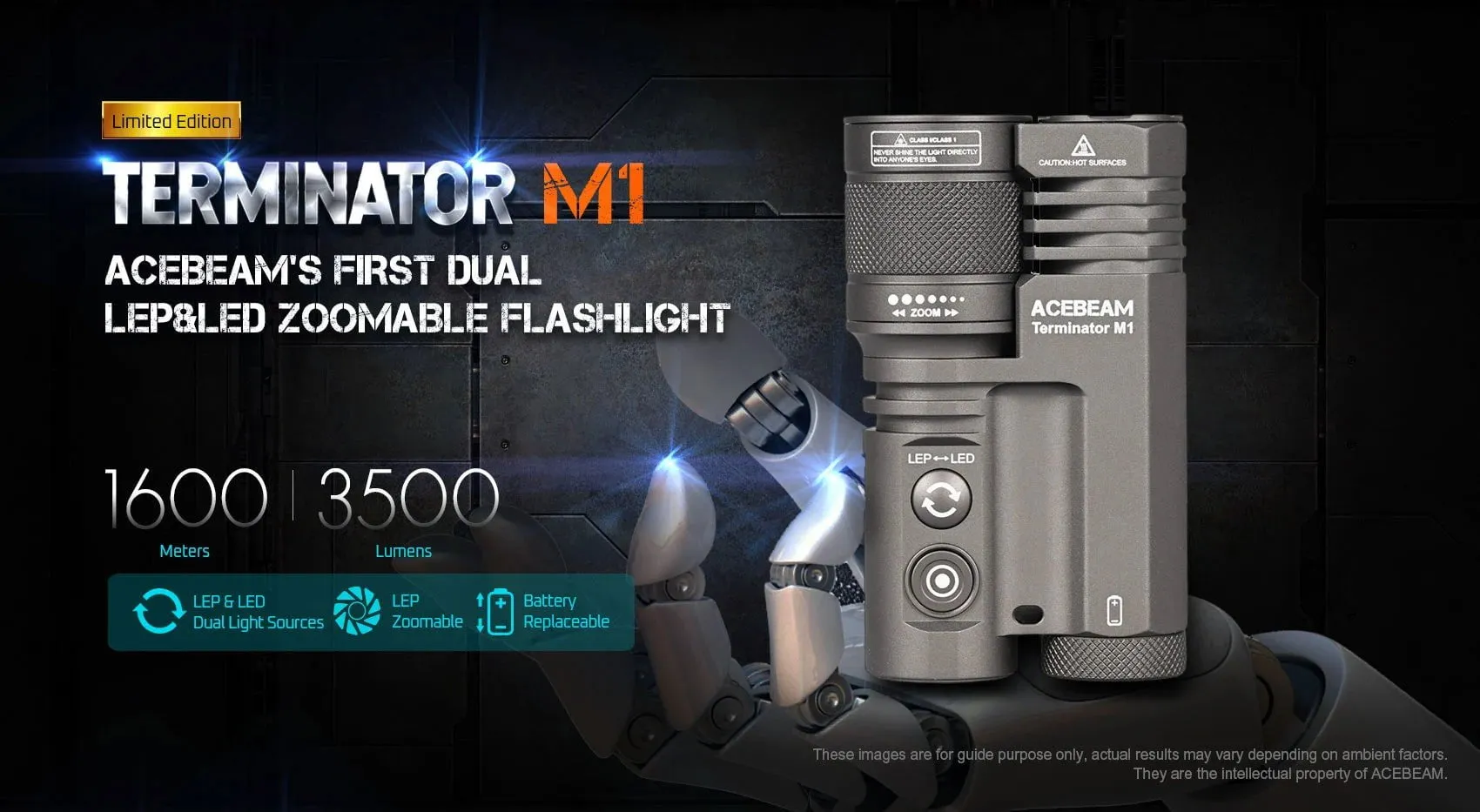Acebeam Terminator M1 Dual Head LEP Flashlight