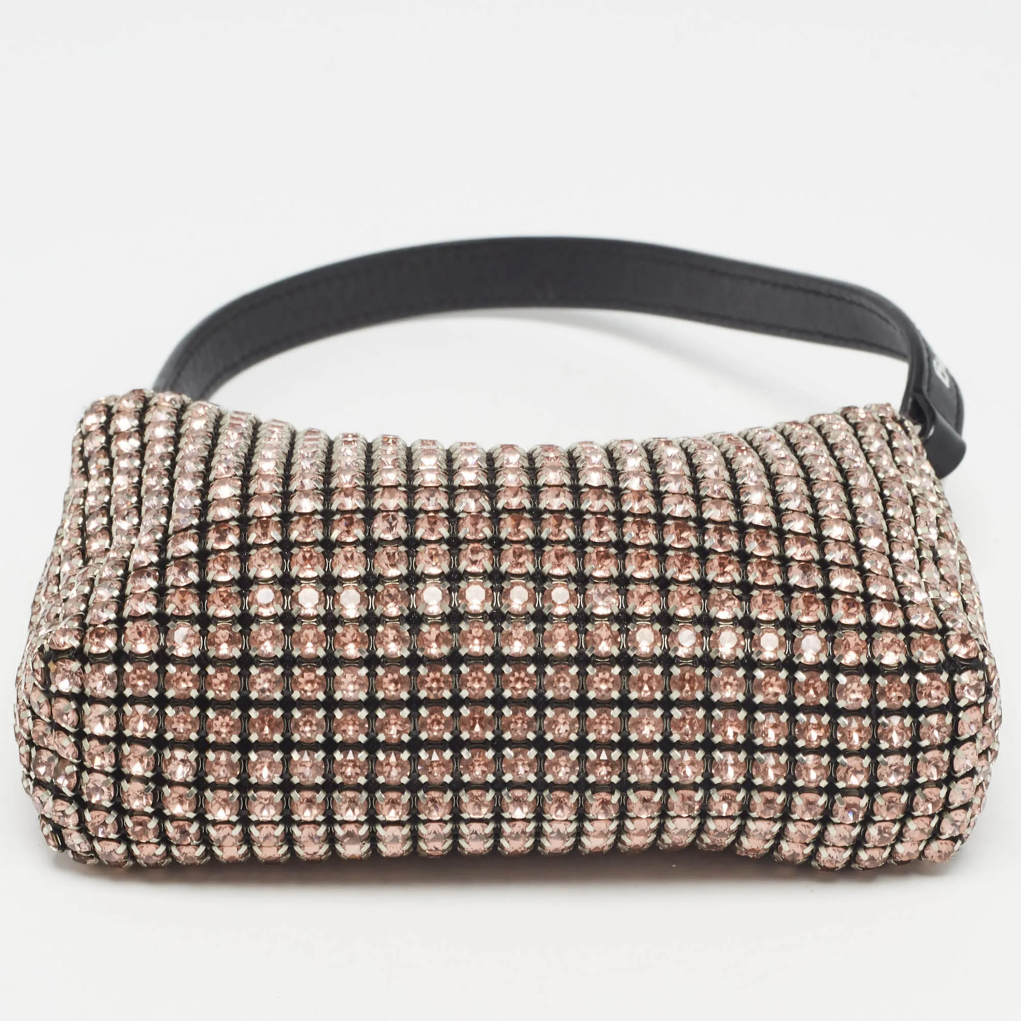 ALEXANDER WANG Pink/Black Crystals and Leather Heiress Pochette Bag