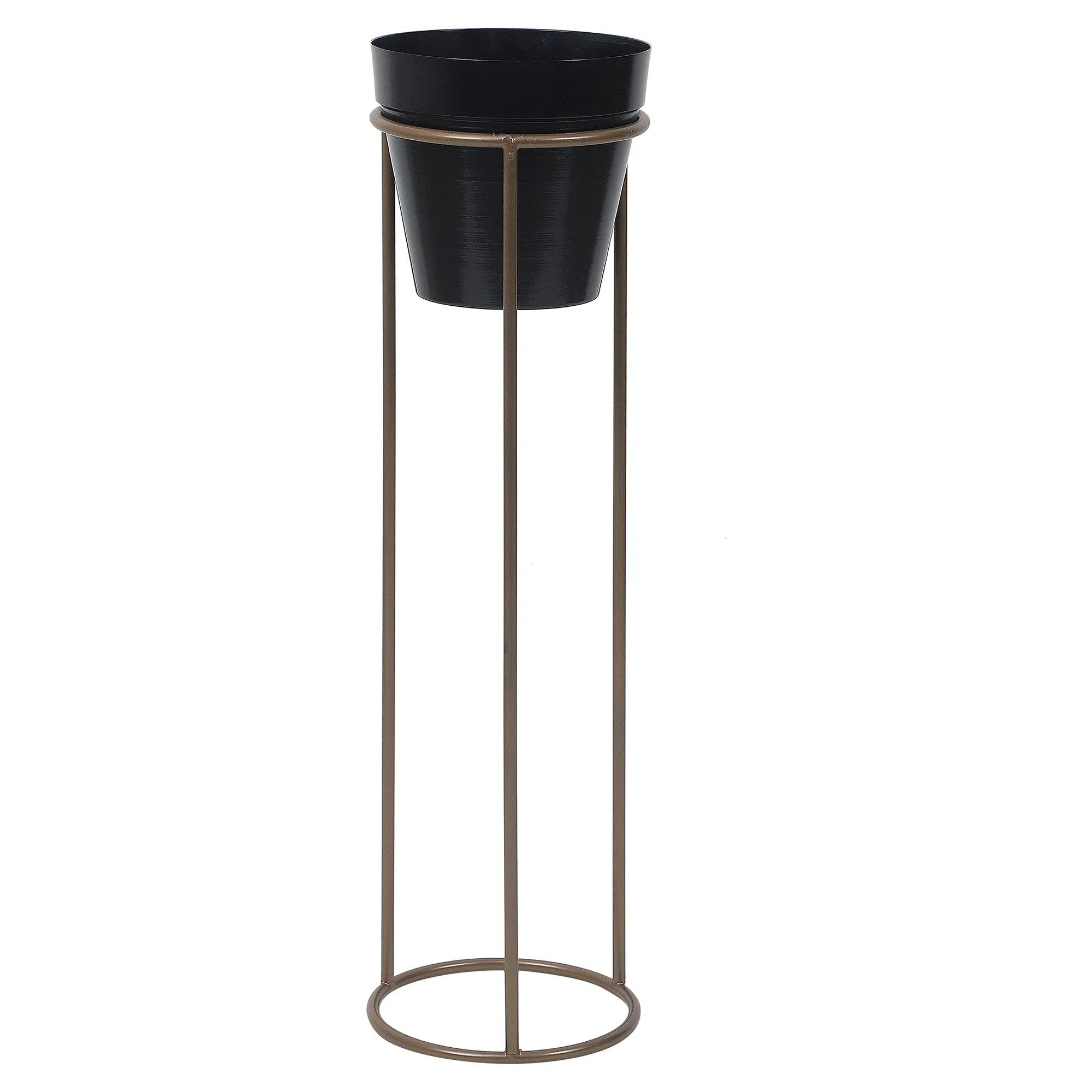 Big Pot Shape Planter Gold & Black with Wide Stand (Set of 2)