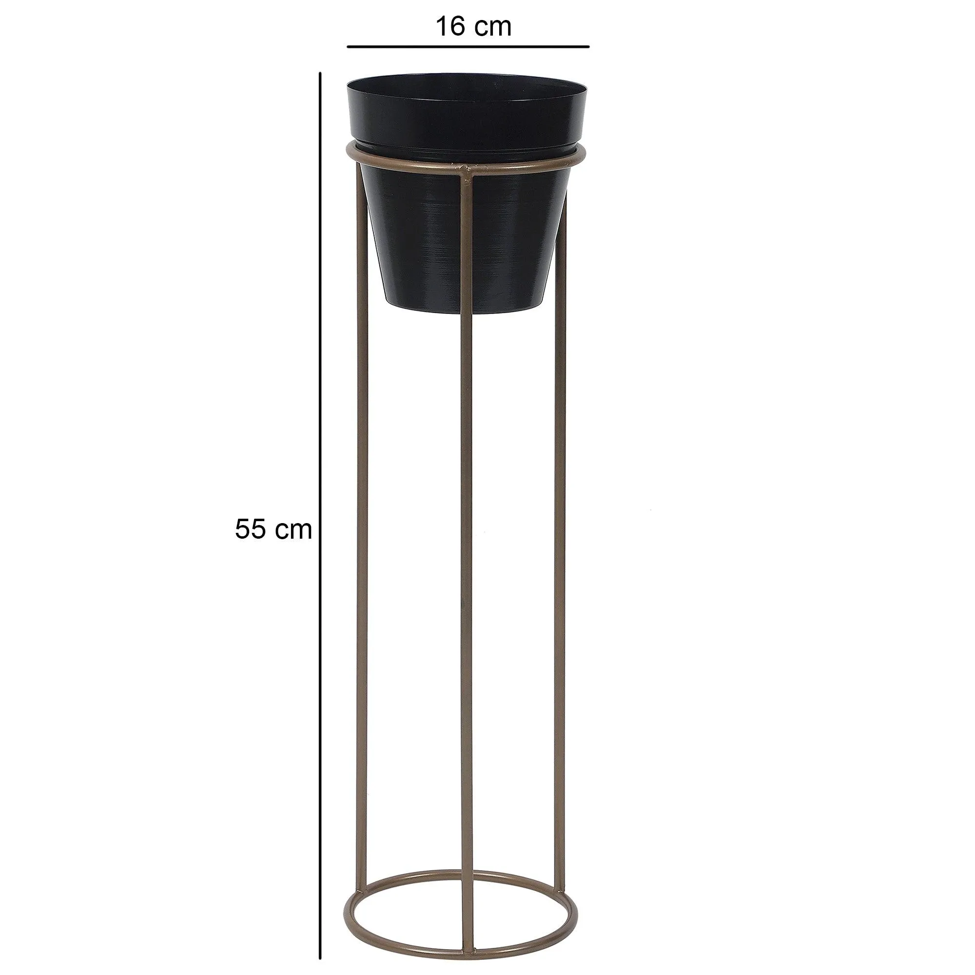 Big Pot Shape Planter Gold & Black with Wide Stand (Set of 2)