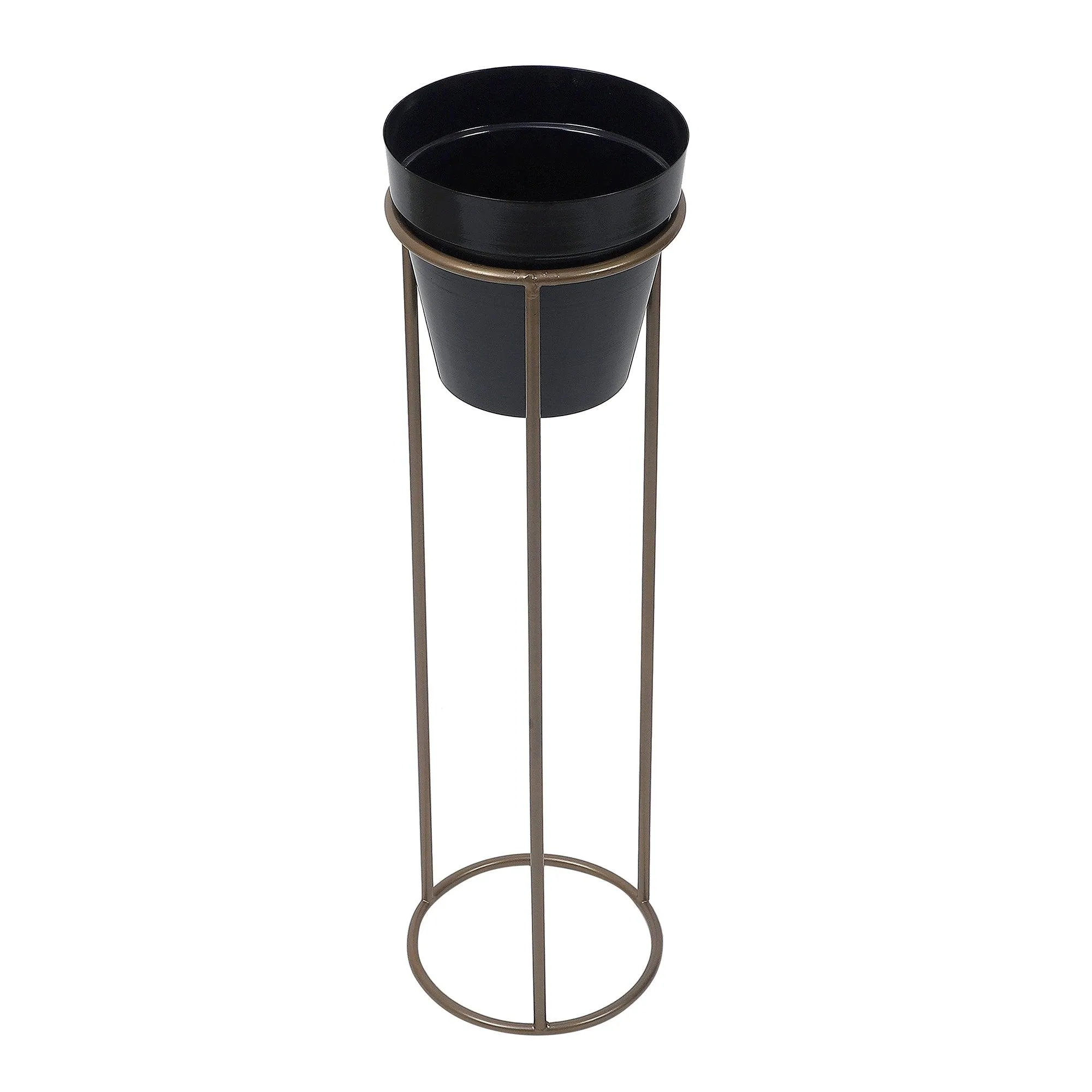 Big Pot Shape Planter Gold & Black with Wide Stand (Set of 2)