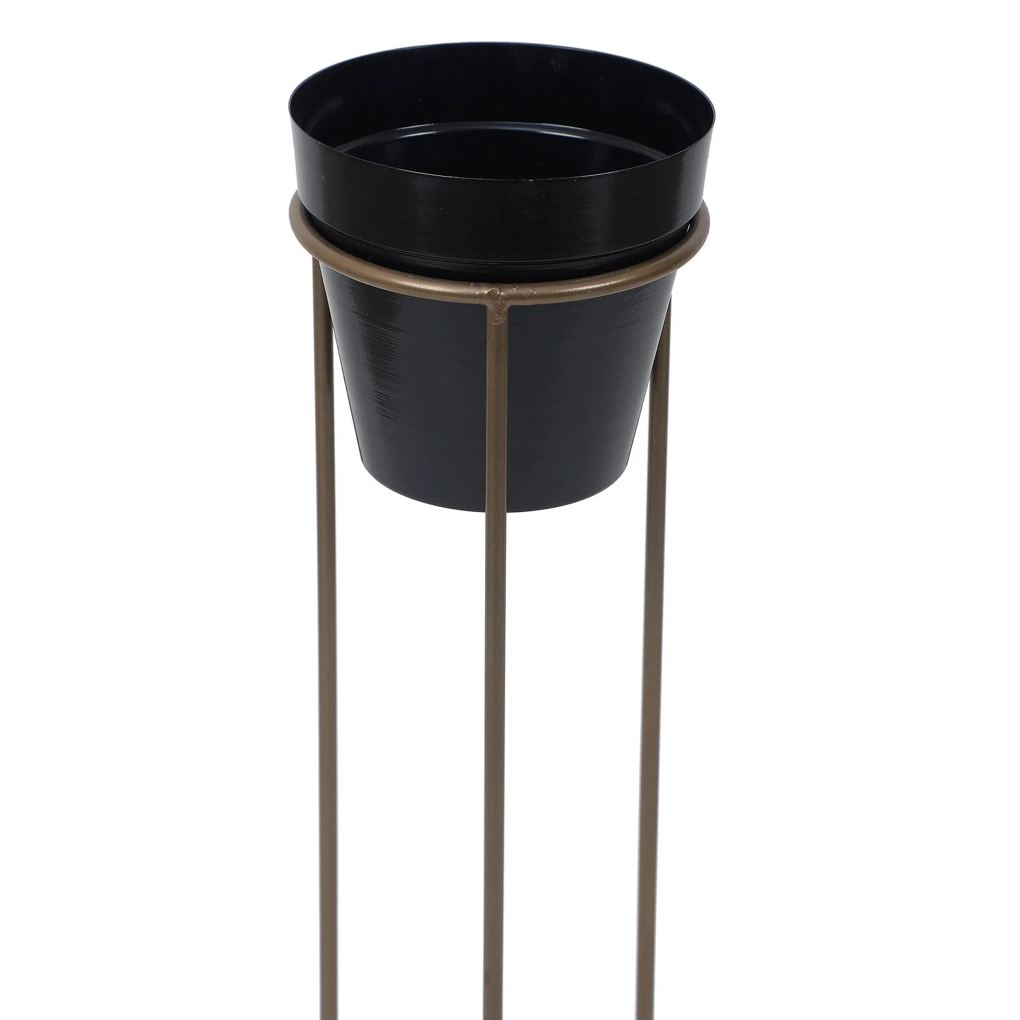 Big Pot Shape Planter Gold & Black with Wide Stand (Set of 2)