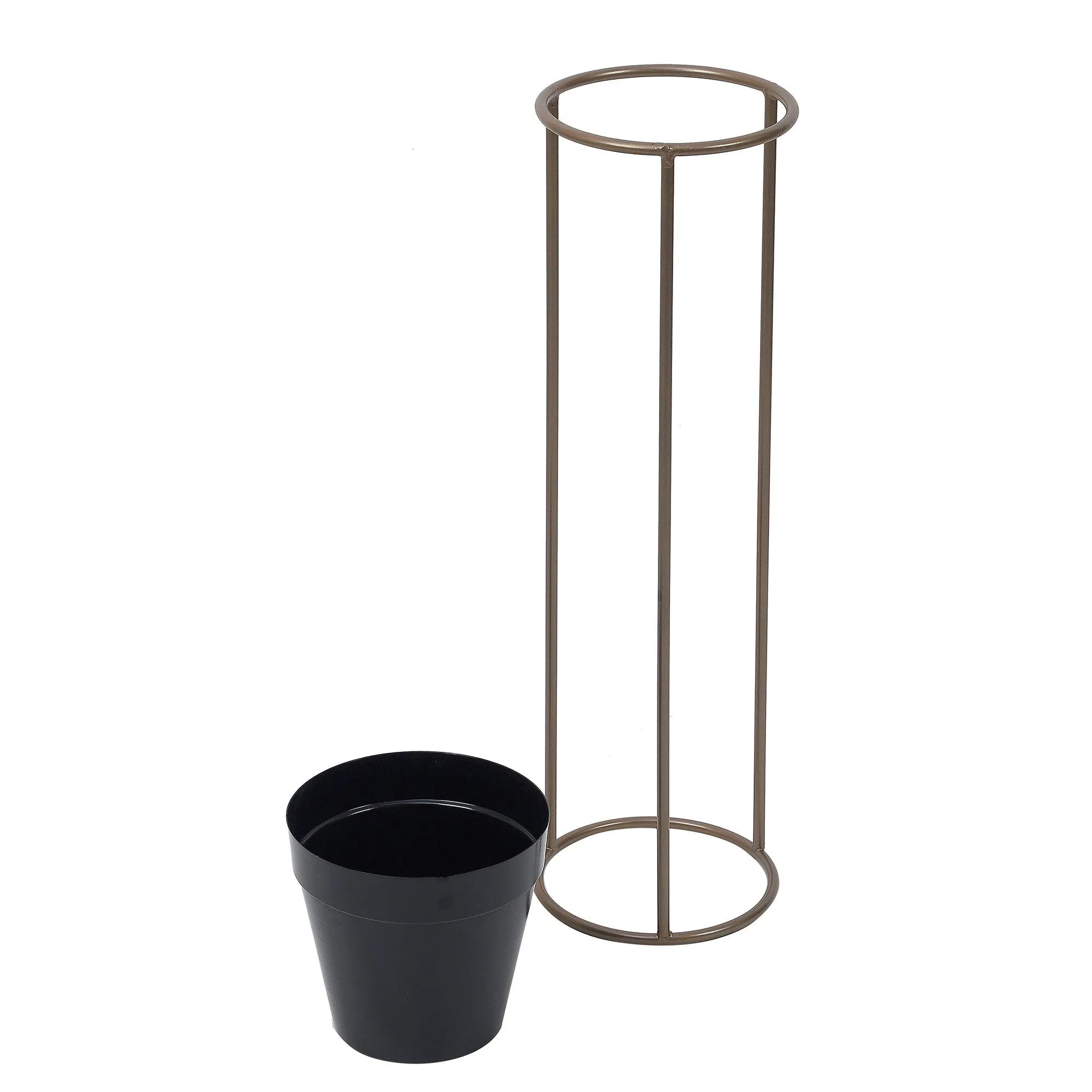 Big Pot Shape Planter Gold & Black with Wide Stand (Set of 2)