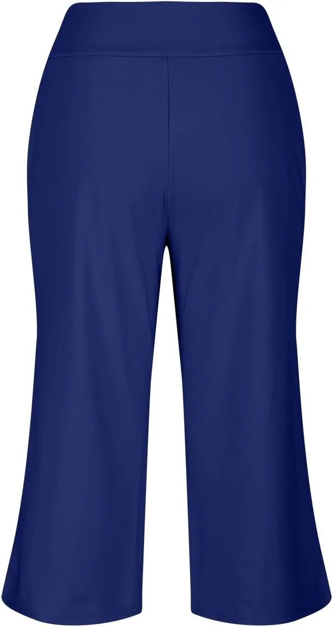 Capris Pants for Women Elastic Waist Petite Short Linen Cotton Capri Pants Stretch Summer Loose Womens Capris Cargo