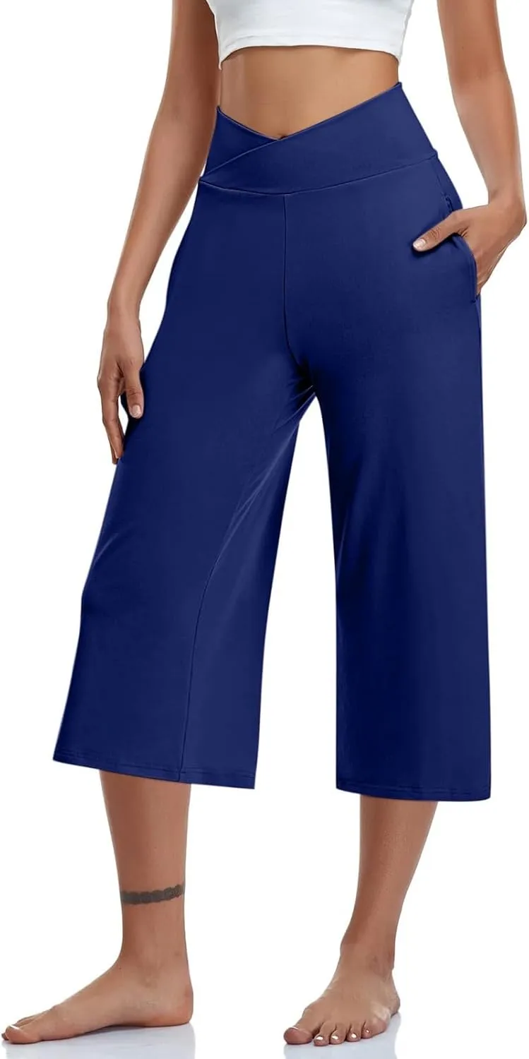 Capris Pants for Women Elastic Waist Petite Short Linen Cotton Capri Pants Stretch Summer Loose Womens Capris Cargo