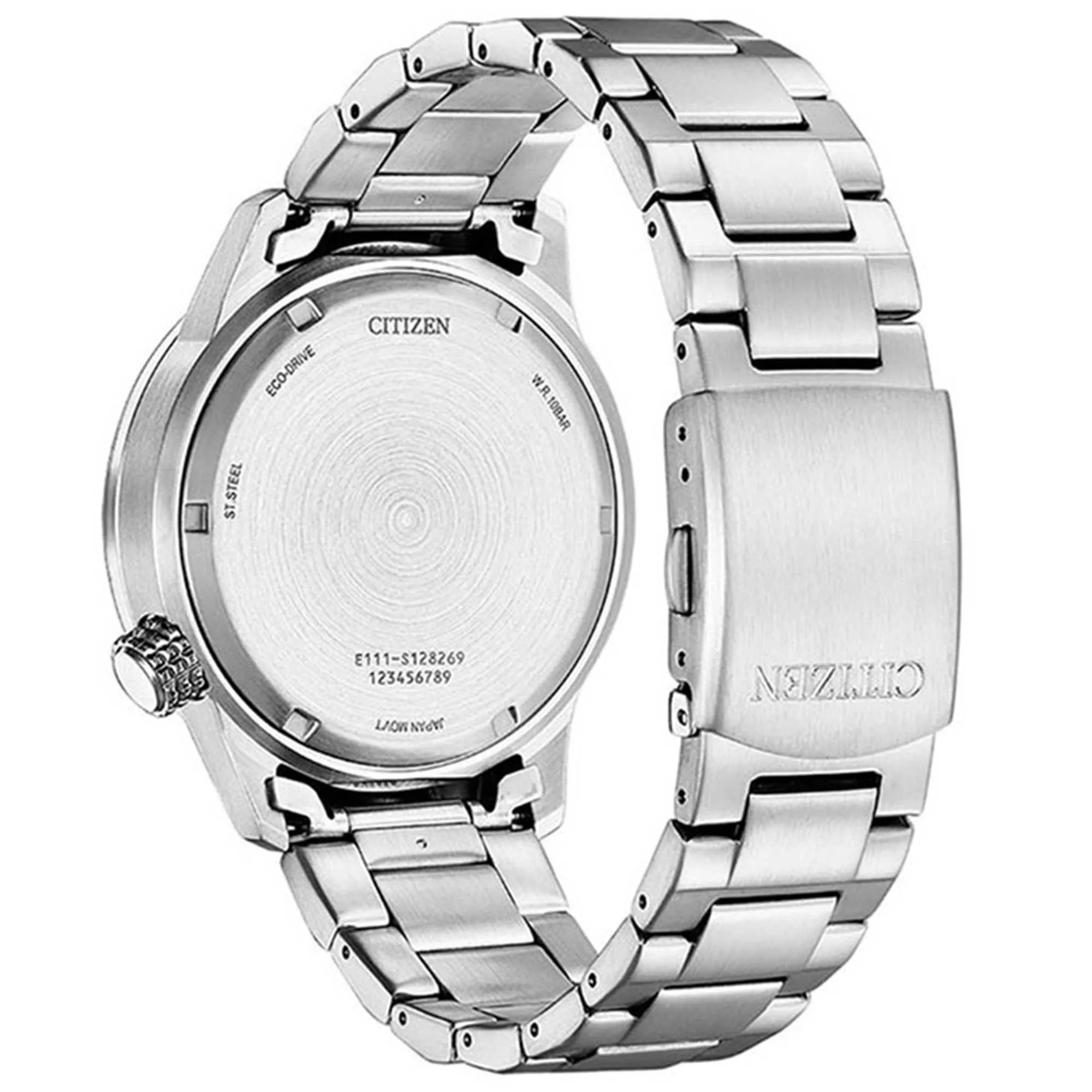 Citizen Men's Watch - Eco-Drive Black Dial Silver Tone Bracelet Compass | BM7550-87E