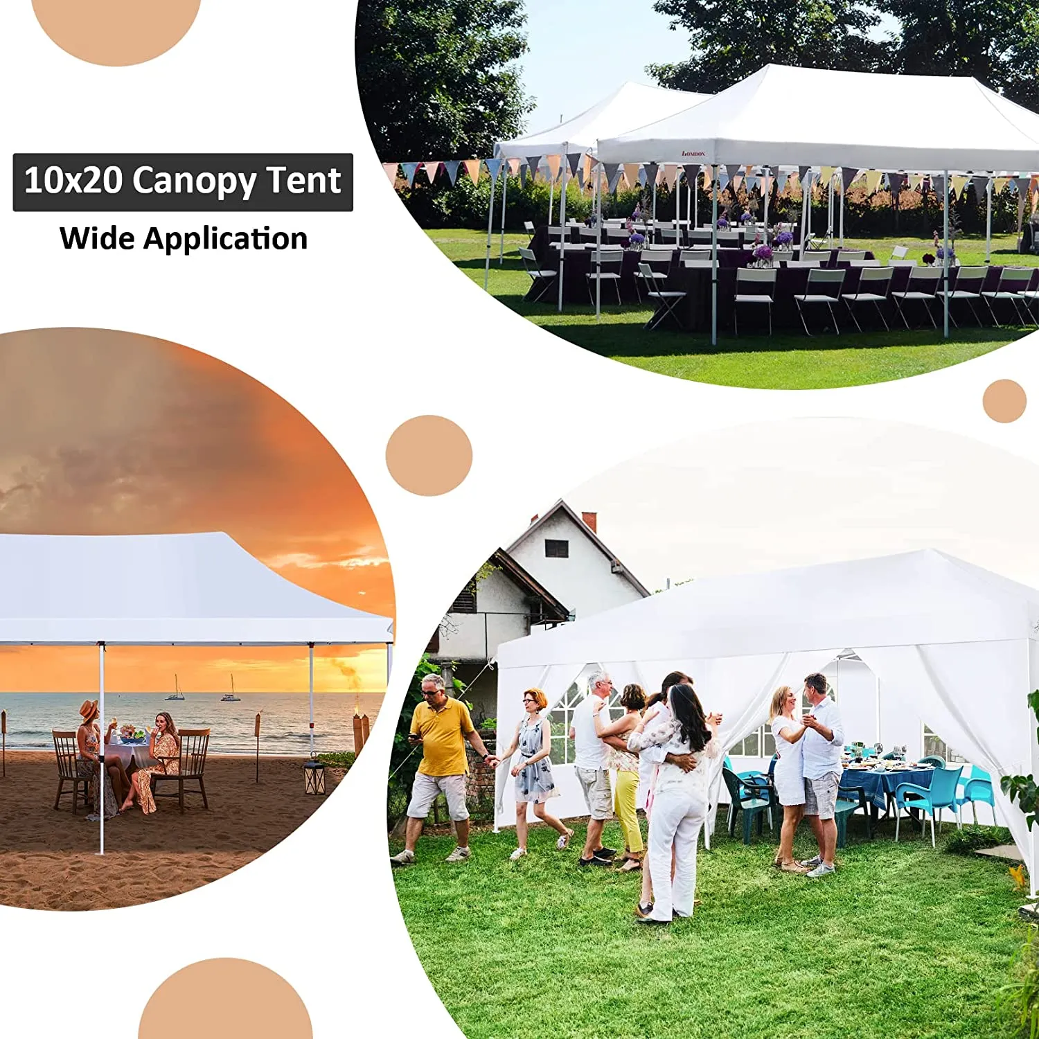 COBIZI 10x20 Pop Up Waterproof Party Tent Canopy with 6 Removable Sidewalls