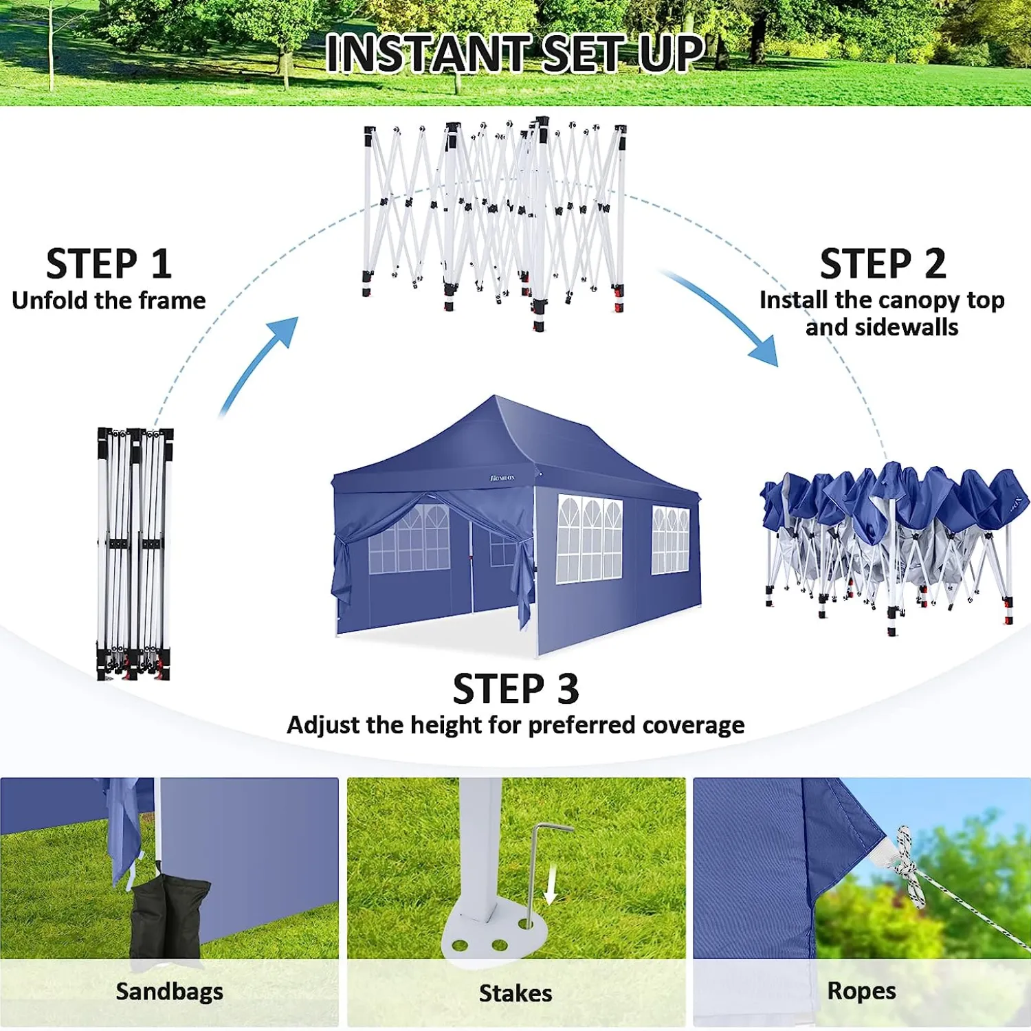 COBIZI 10x20 Pop Up Waterproof Party Tent Canopy with 6 Removable Sidewalls