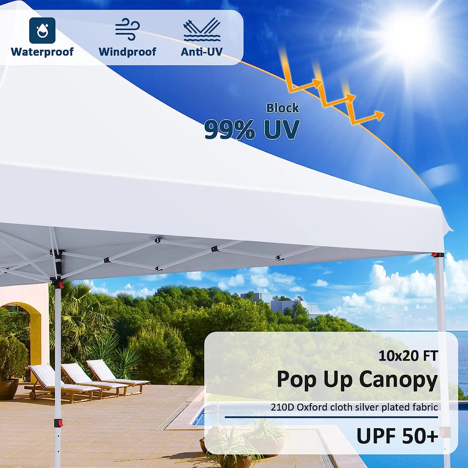 COBIZI 10x20 Pop Up Waterproof Party Tent Canopy with 6 Removable Sidewalls