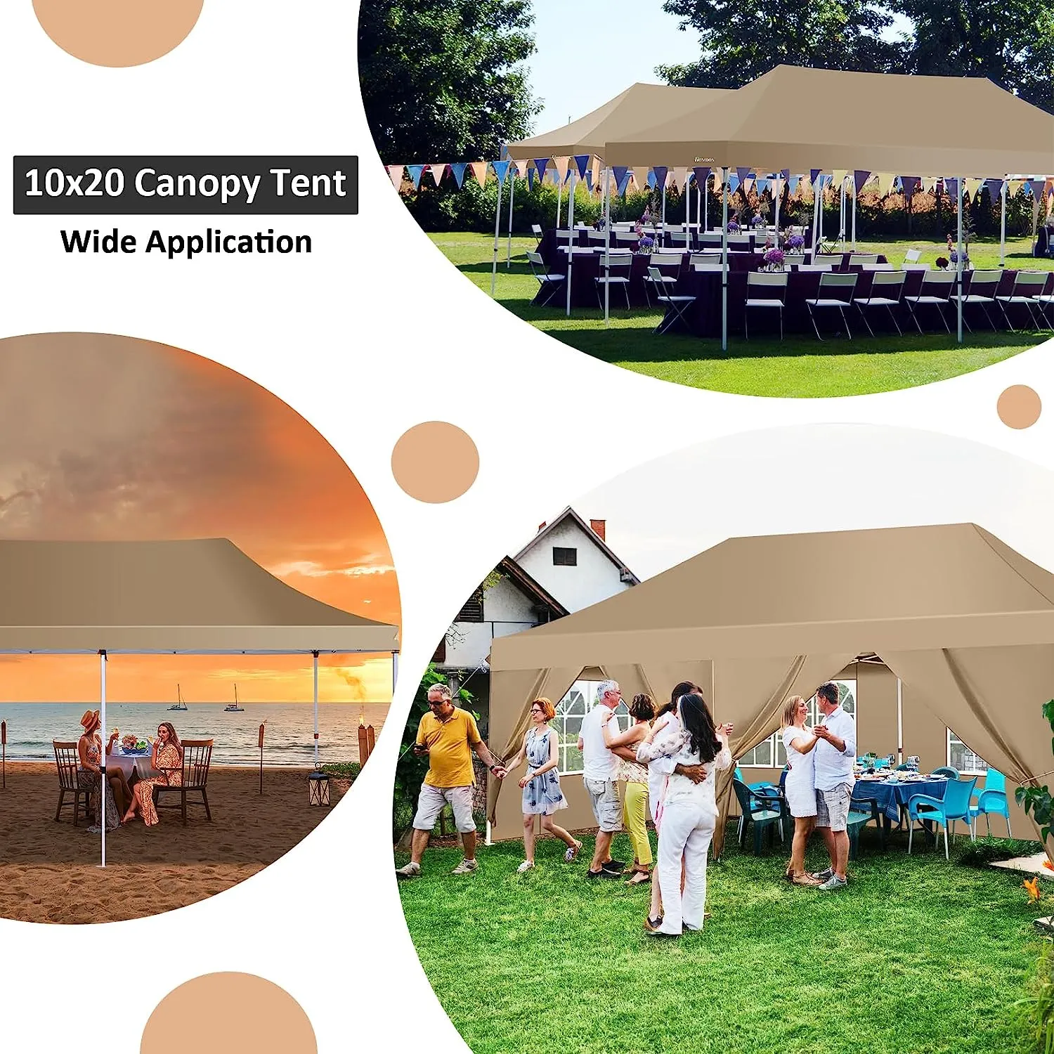 COBIZI 10x20 Pop Up Waterproof Party Tent Canopy with 6 Removable Sidewalls