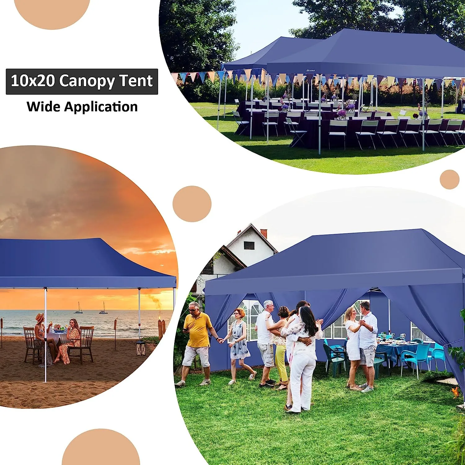 COBIZI 10x20 Pop Up Waterproof Party Tent Canopy with 6 Removable Sidewalls