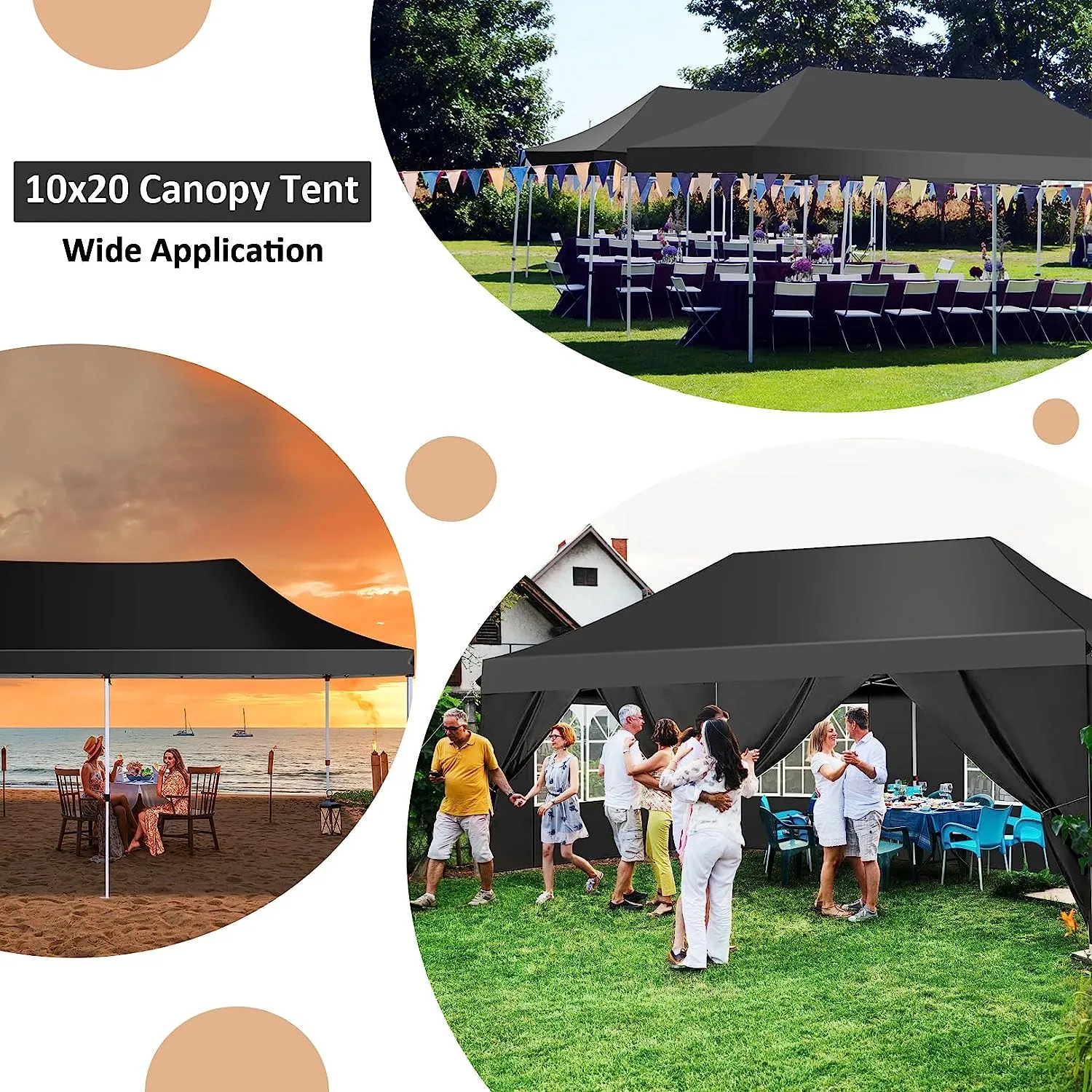 COBIZI 10x20 Pop Up Waterproof Party Tent Canopy with 6 Removable Sidewalls
