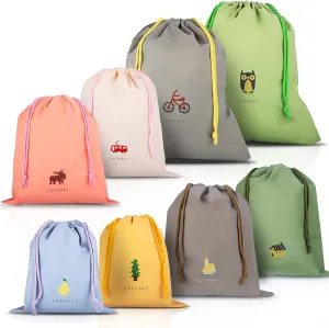 Coolzon 8 PCS Sac  Cordon Impermable, PE Sacs de Rangement tanche Sacs Piscine Voyage Gym Sport Enfant Portable Sac Linge Organiseurs Pochette pour Vtements Chaussures 8 Modles 3 Tailles