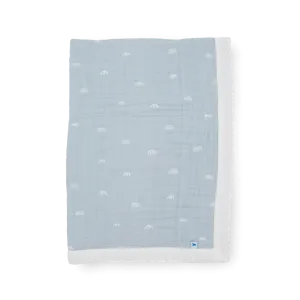 Cotton Muslin Baby Quilt - Blue Rainbow