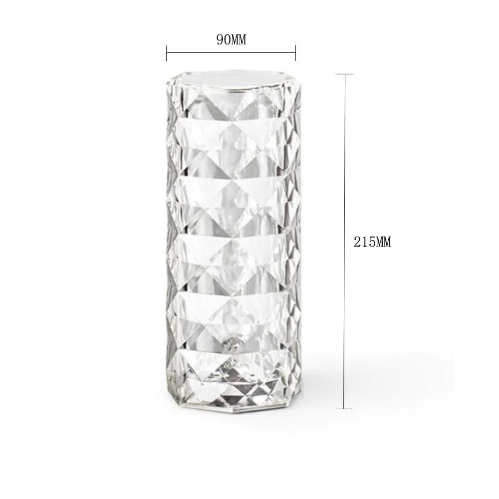 Crystal White LED USB Dimmable 3- Colour Table Lamp