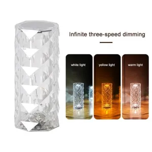 Crystal White LED USB Dimmable 3- Colour Table Lamp