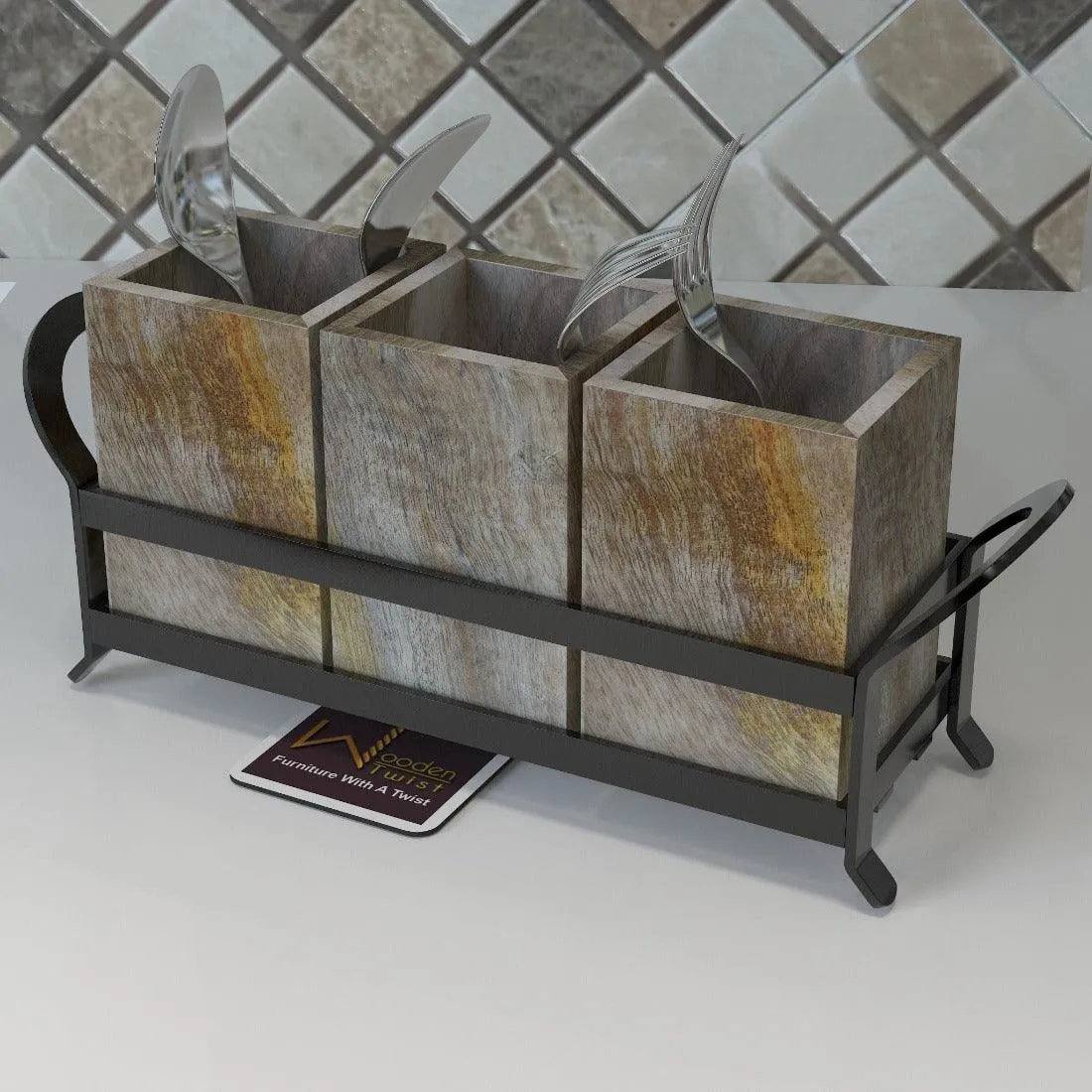 Designer Cutlery Holder ( 3 Containers )