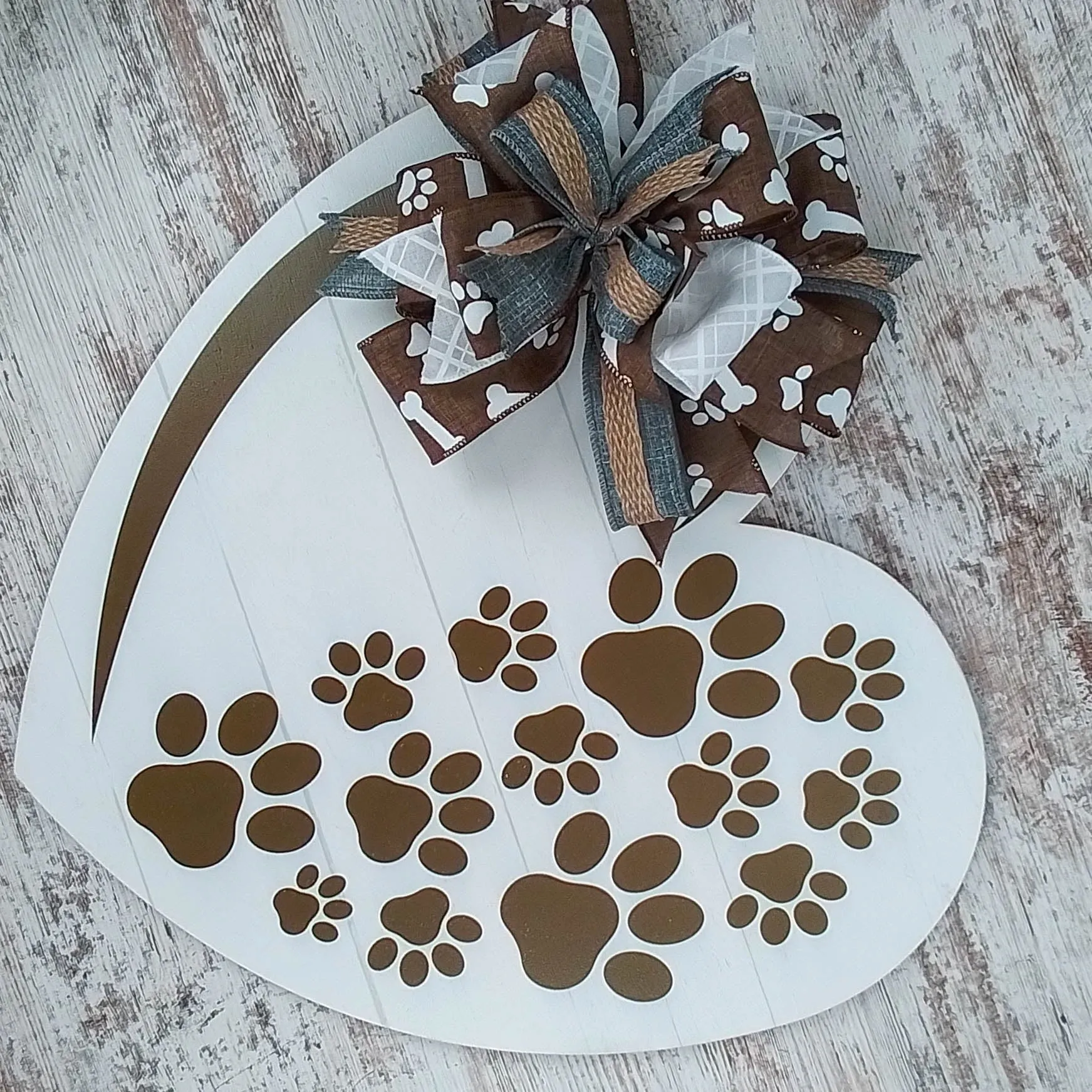 Dog Lover Gift, Heart Shaped Door Hanger, Paw Print Decor