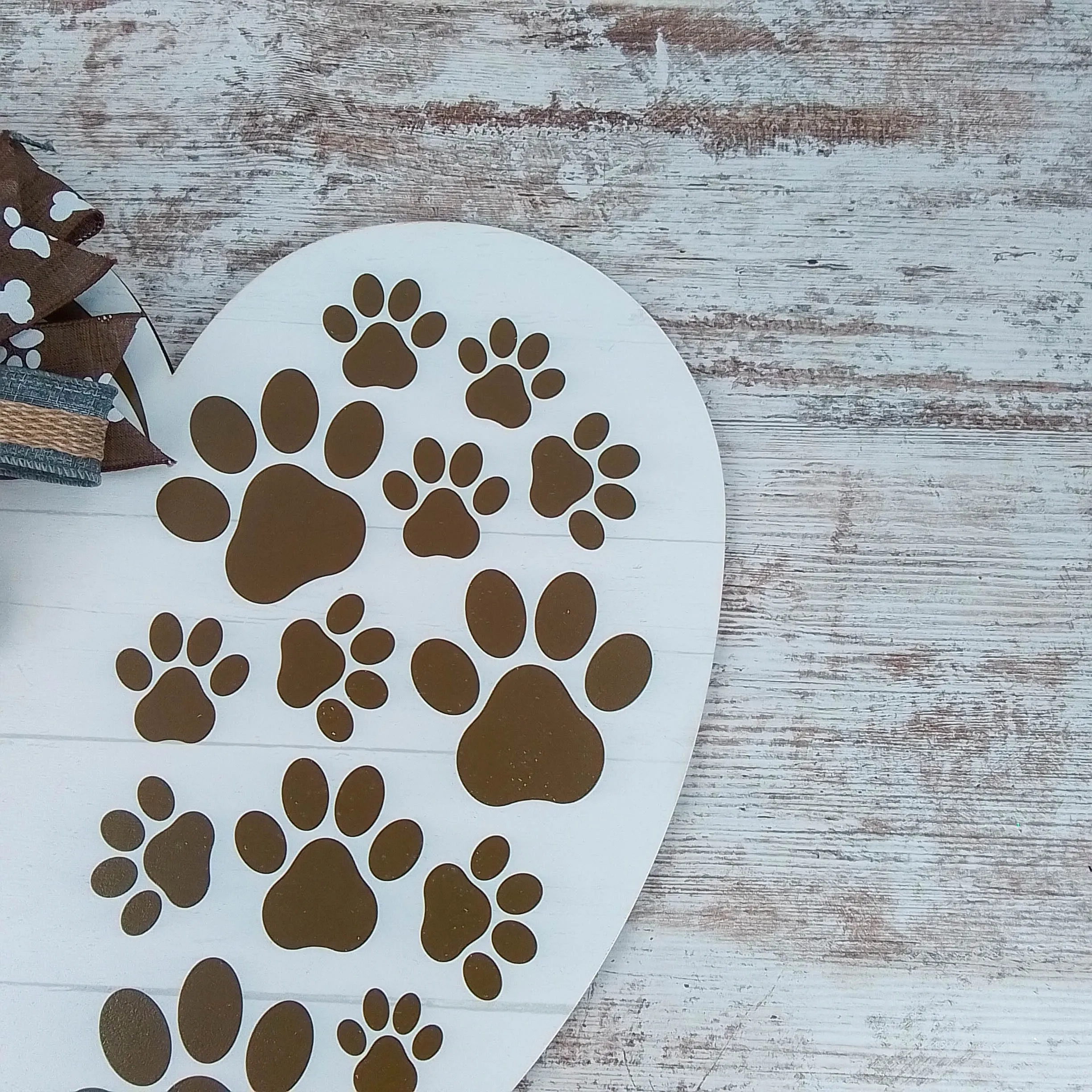 Dog Lover Gift, Heart Shaped Door Hanger, Paw Print Decor