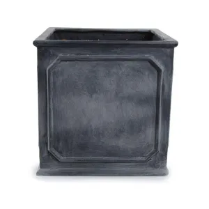 Fiberglass Bordered Cube Planter with Lead Finish - 16"W