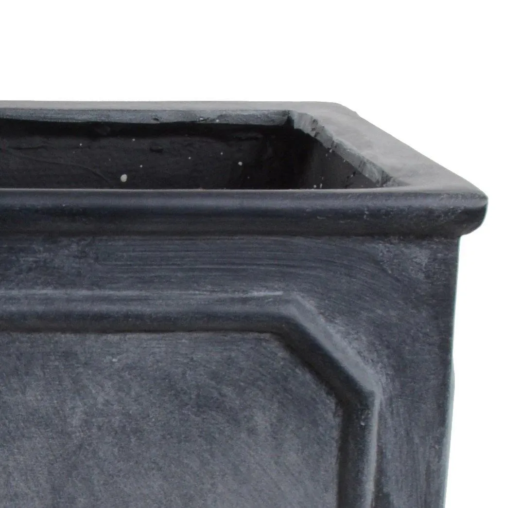 Fiberglass Bordered Cube Planter with Lead Finish - 16"W