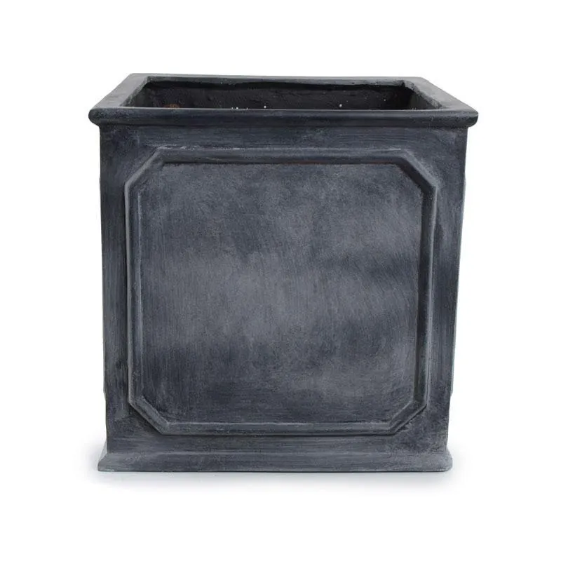 Fiberglass Bordered Cube Planter with Lead Finish - 16"W