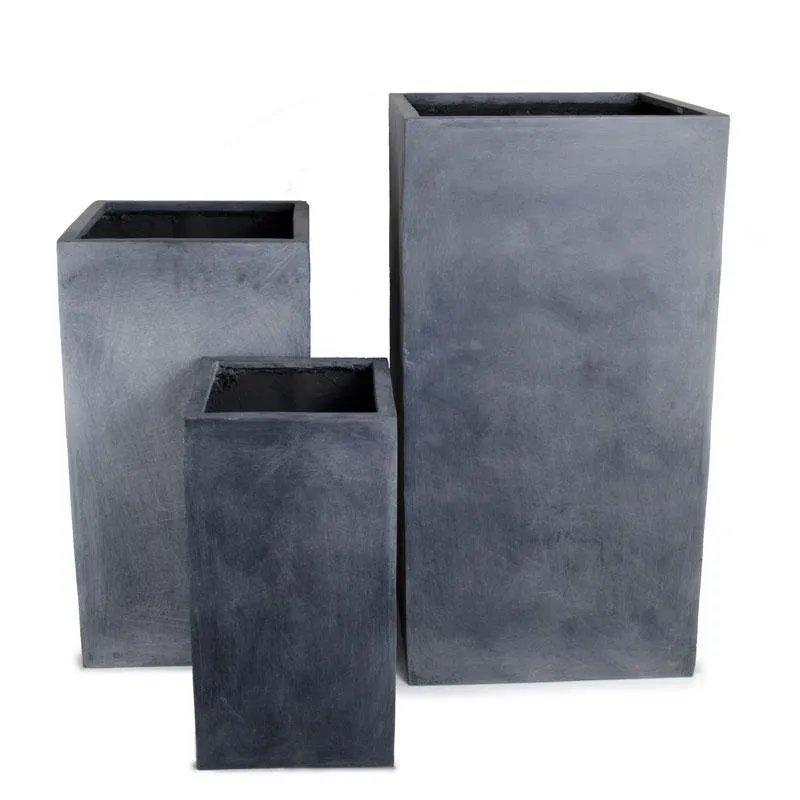 Fiberglass Column Planter with Lead Finish - 20"W