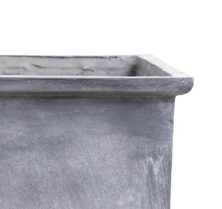 Fiberglass Column Planter with Lead Finish and Lip - 20"W