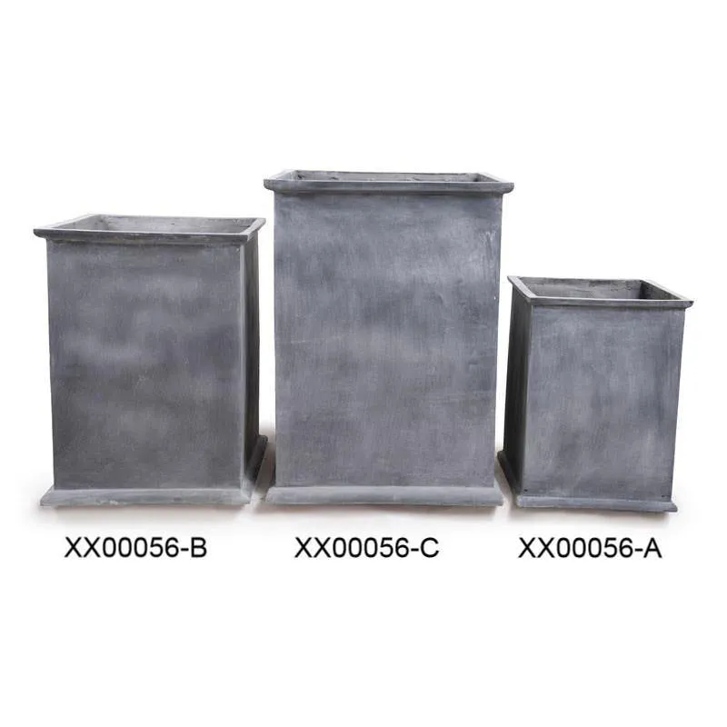 Fiberglass Column Planter with Lead Finish and Lip - 20"W