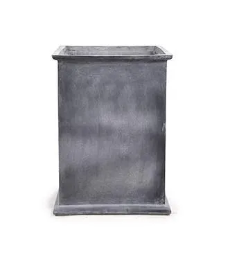 Fiberglass Column Planter with Lead Finish and Lip - 20"W
