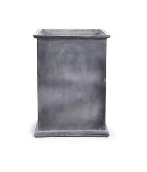 Fiberglass Column Planter with Lead Finish and Lip - 20"W