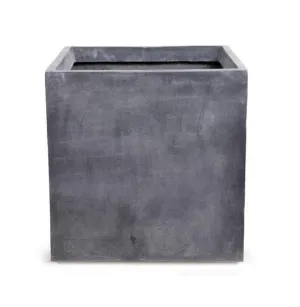 Fiberglass Cube Planter with Lead Finish - 16"W