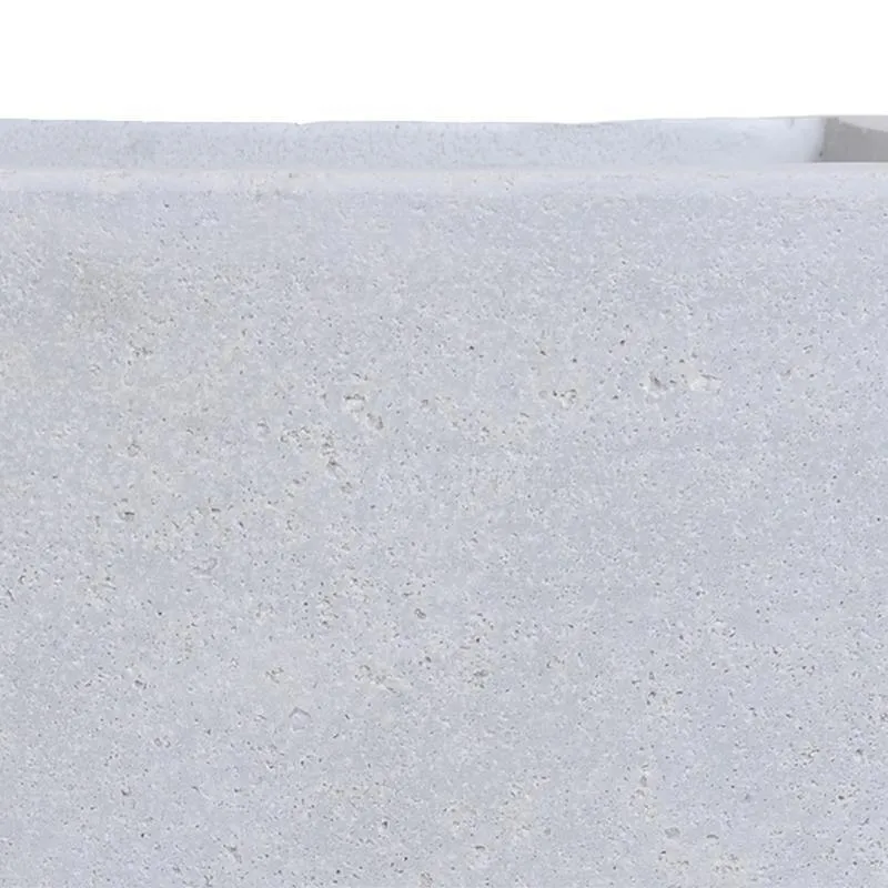 Fiberglass Cube Planter with White Stone Finish - 16"W