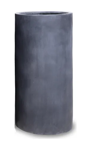 Fiberglass Cylinder Tall Planter with Lead Finish - 16"W