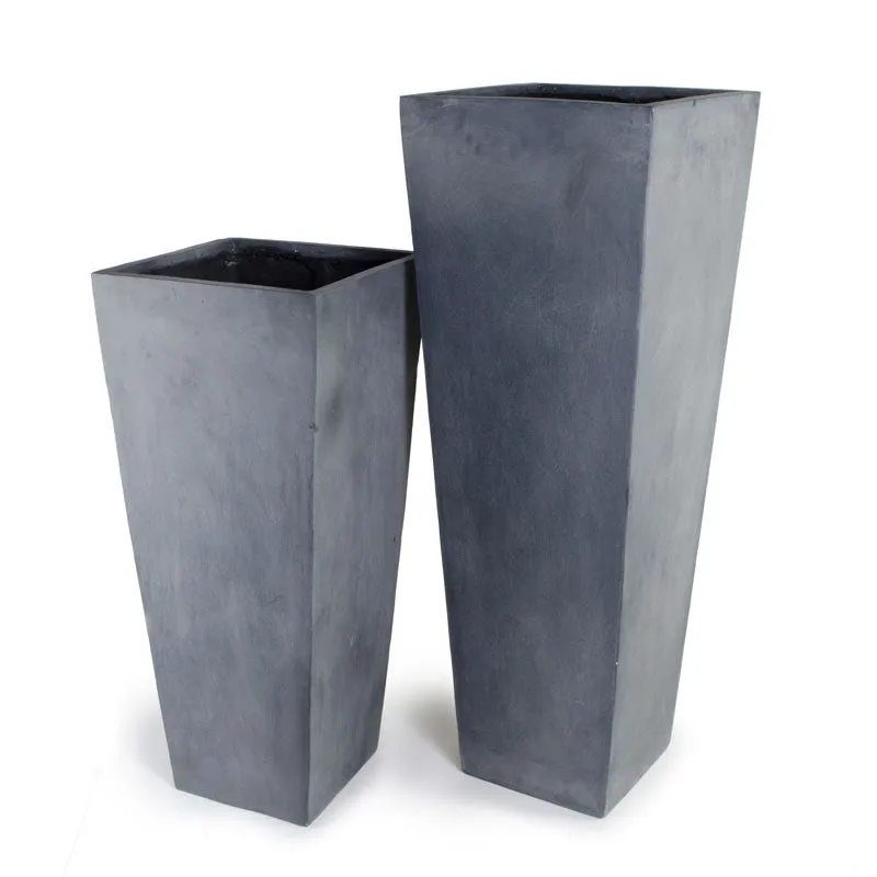 Fiberglass Tapered Column Planter with Lead Finish - 15.5"W