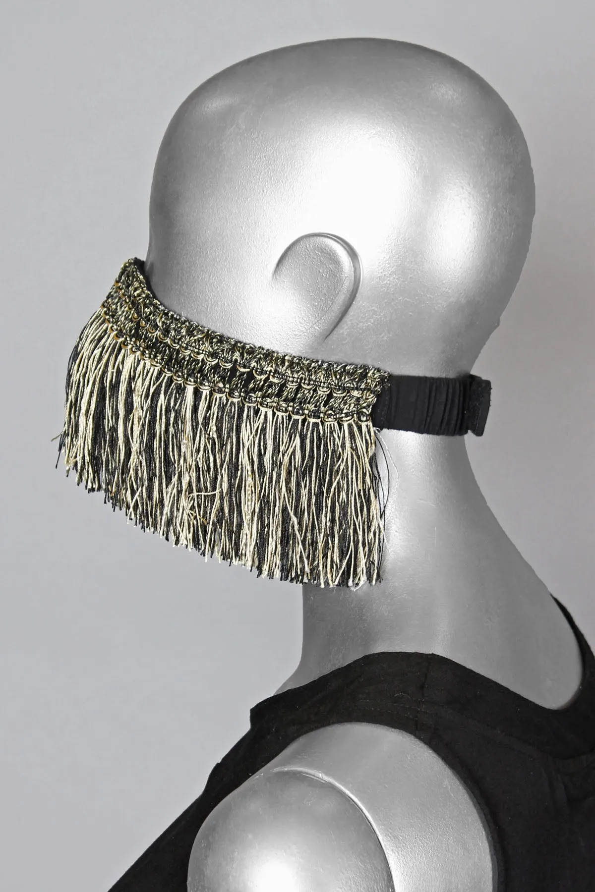 Five and Diamond Harem Fringe Dust Mask - Black/Gold