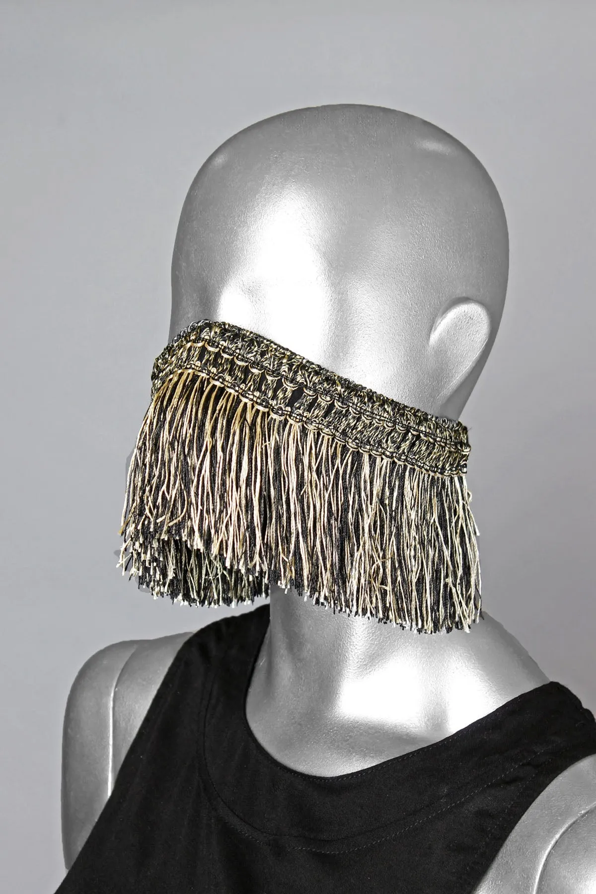 Five and Diamond Harem Fringe Dust Mask - Black/Gold