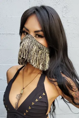 Five and Diamond Harem Fringe Dust Mask - Black/Gold