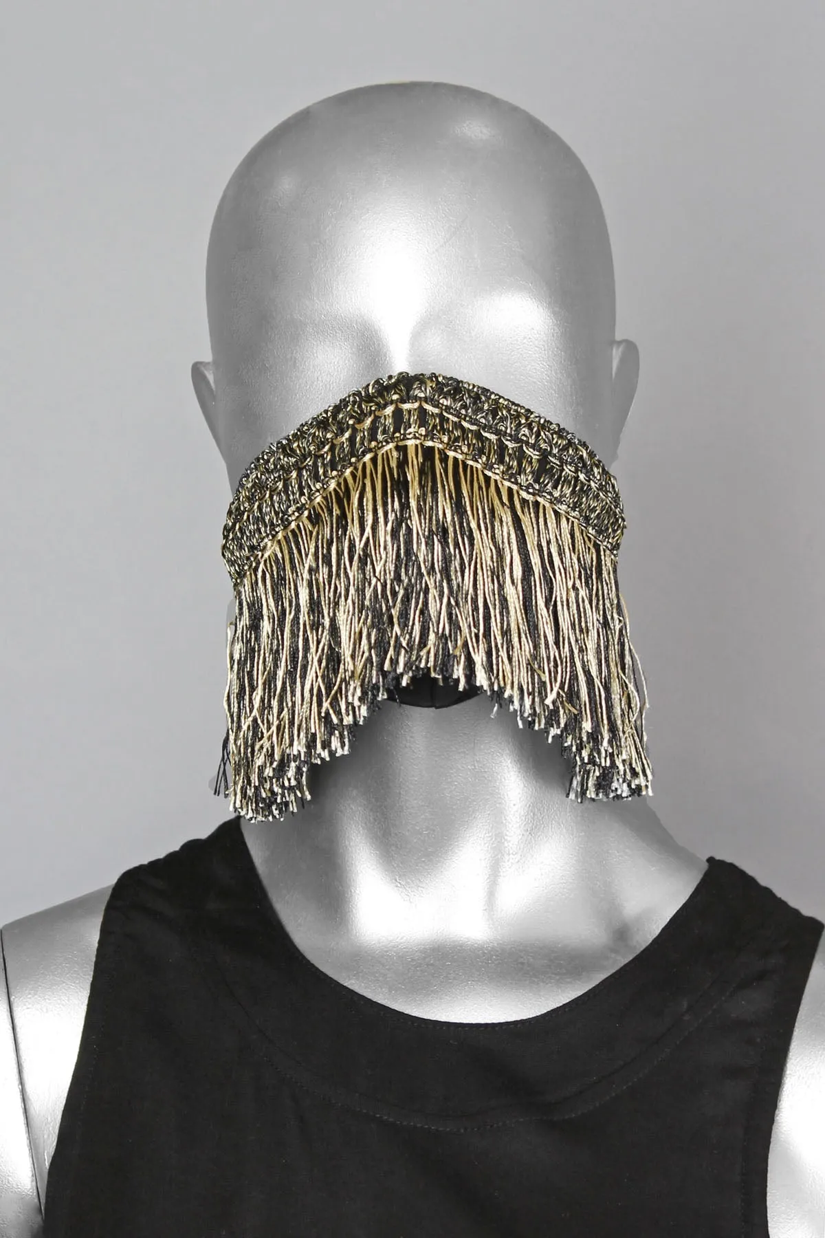 Five and Diamond Harem Fringe Dust Mask - Black/Gold