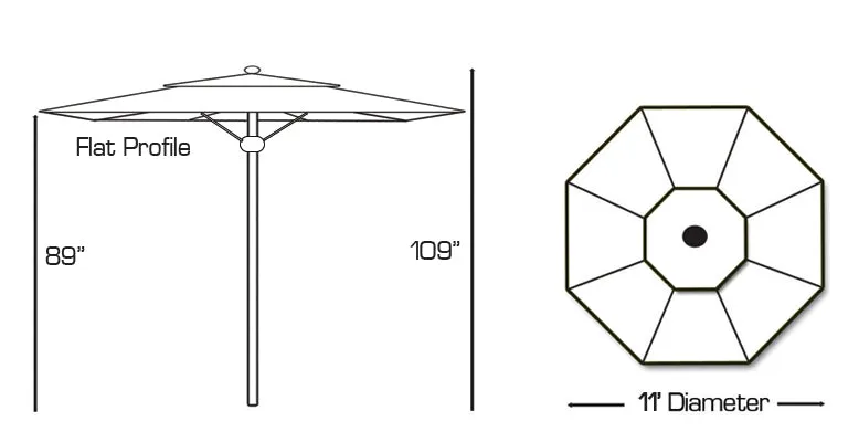 Galtech 781SR - 11 FT Commercial Aluminum Market Umbrella