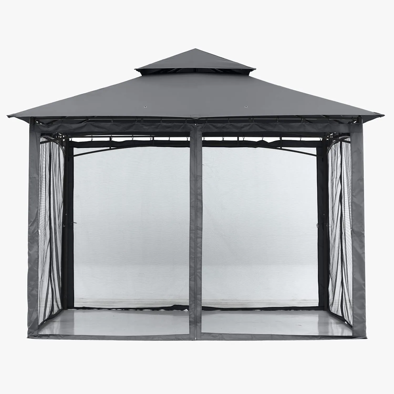 Gazebos for Patios 10X10 - Outdoor Steel Frame Gazebo with Mosquito Netting for Lawn Backyard Garden Deck (Dark Gray)